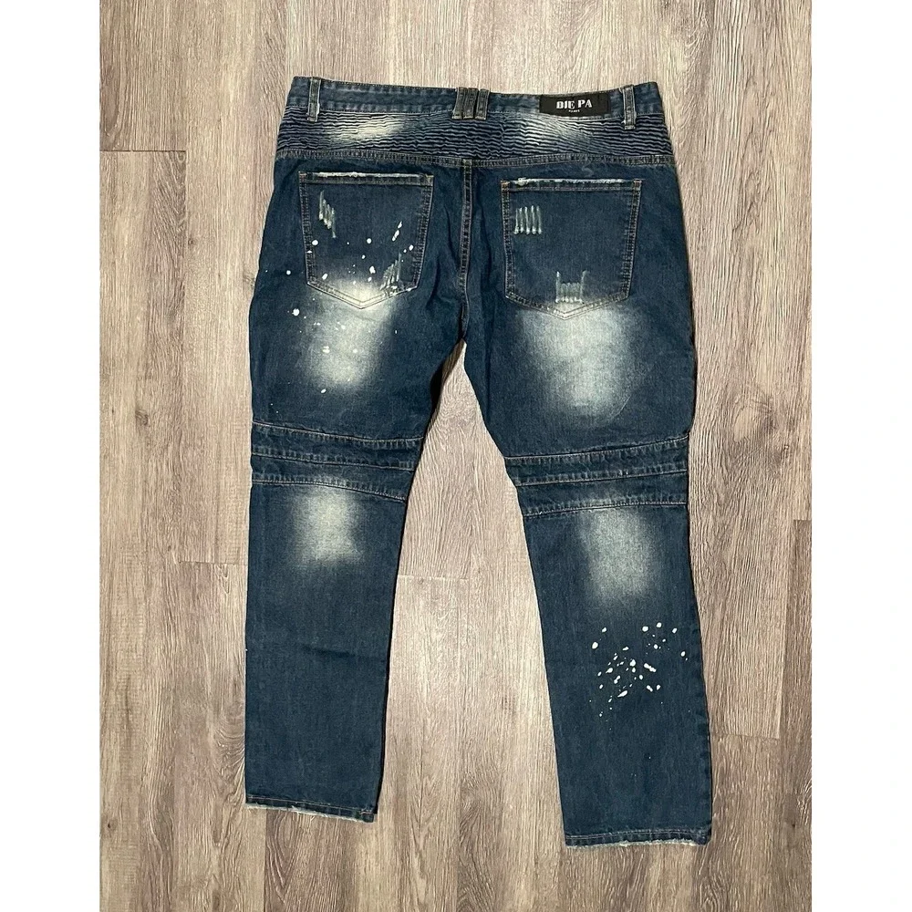Biepa Jeans Mens‎ Size 42x31 Distressed Grafitti Moto Bike Patches Paris Grunge